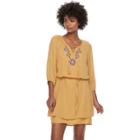 Women's Sonoma Goods For Life&trade; Embroidered Peasant Dress, Size: Small, Gold