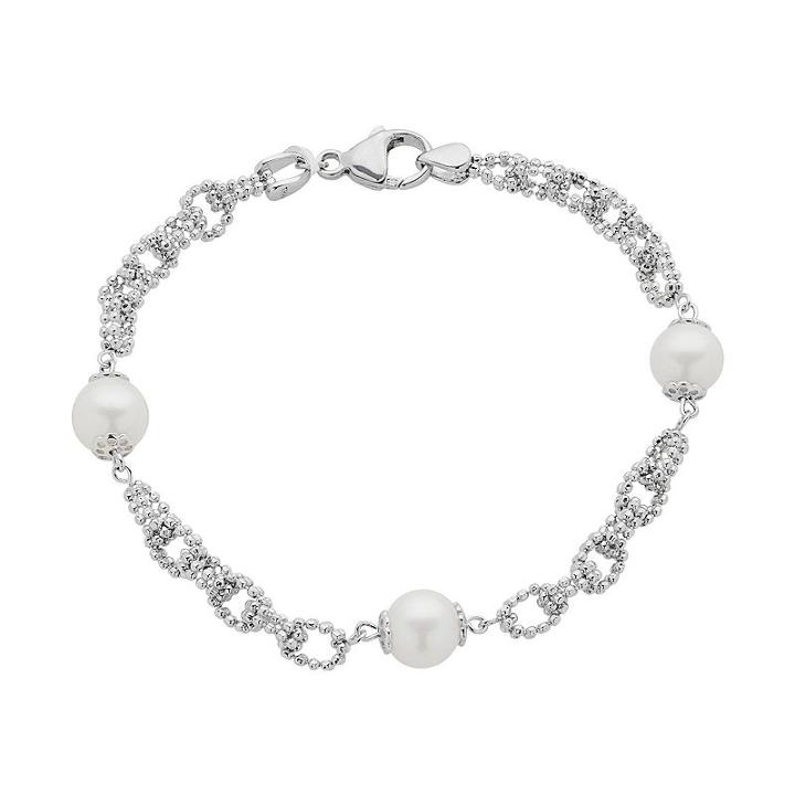Sterling Silver Freshwater Cultured Pearl Bracelet, Women's, Size: 7.5, White