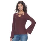 Juniors' Mudd&reg; Cutout Bell Sleeve Top, Teens, Size: Large, Purple