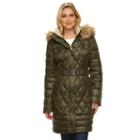 Women's Halitech Hooded Belted Puffer Walker Coat, Size: Large, Green