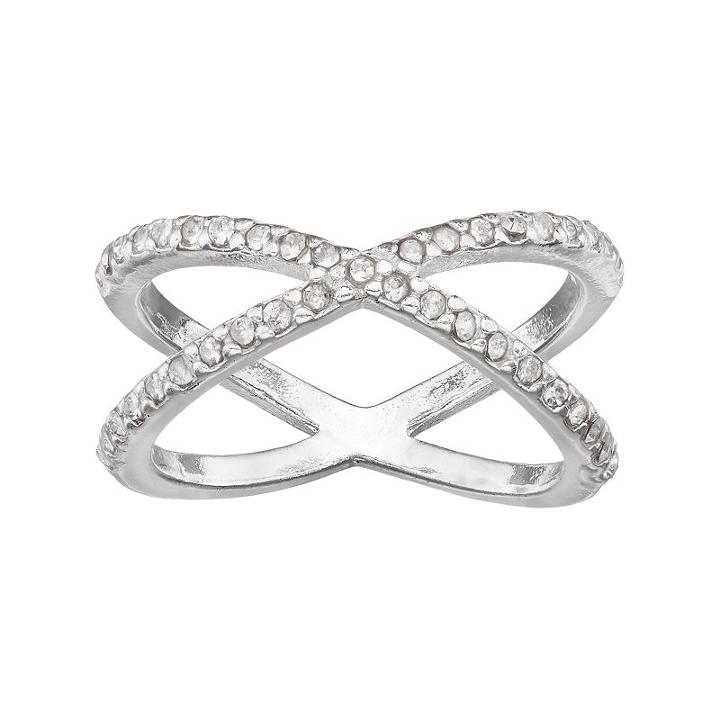 Lc Lauren Conrad Simulated Crystal X Midi Ring, Women's, Size: 3.50, Silver Tone