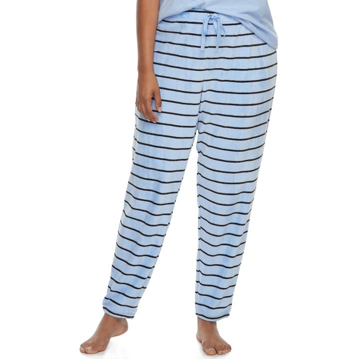 Juniors' Plus Size So&reg; Pajamas: Striped Velour Jogger Pants, Teens, Size: 3xl, Lt Purple