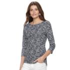 Women's Croft & Barrow&reg; Button Crewneck Tee, Size: Xxl, Black