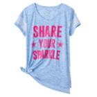 Girls Plus Size So&reg; Tie Front Shine Tee, Size: 16 1/2, Light Blue