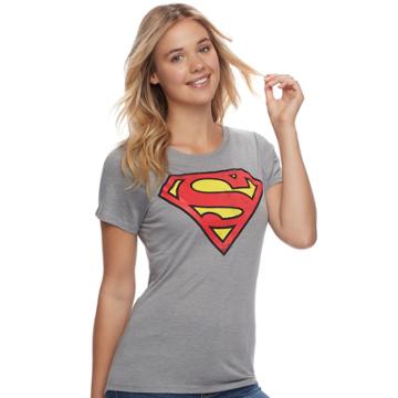 Juniors' Superman Hi-lo Graphic Tee, Teens, Size: Xs, Grey