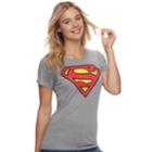 Juniors' Superman Hi-lo Graphic Tee, Teens, Size: Xs, Grey
