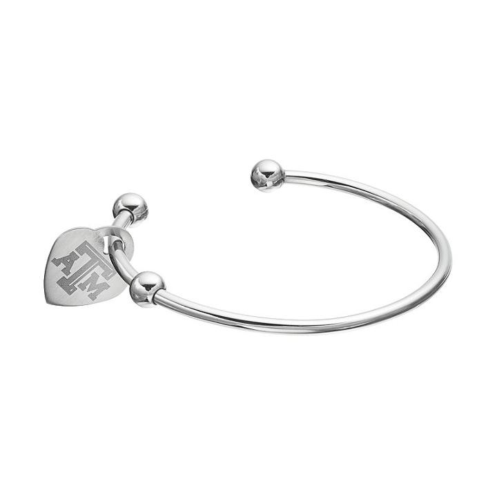 Fiora Stainless Steel Texas A & M Aggies Charm Cuff Bracelet, Women's, Size: 7.5, Grey
