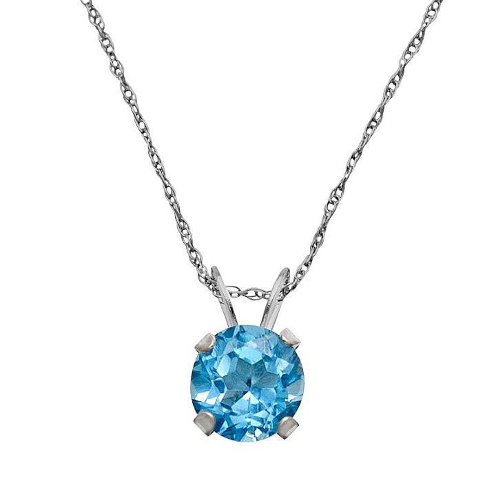 10k White Gold Topaz Pendant, Women's, Size: 18
