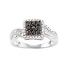Sterling Silver 1/2 Carat T.w. Black & White Diamond Square Halo Ring, Women's, Size: 7