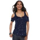 Women's Rock & Republic&reg; Cold-shoulder Tee, Size: Xl, Dark Blue