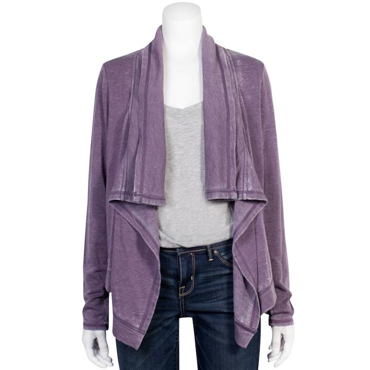 Juniors' Grayson Threads Draped Cardigan, Teens, Size: Large, Drk Purple