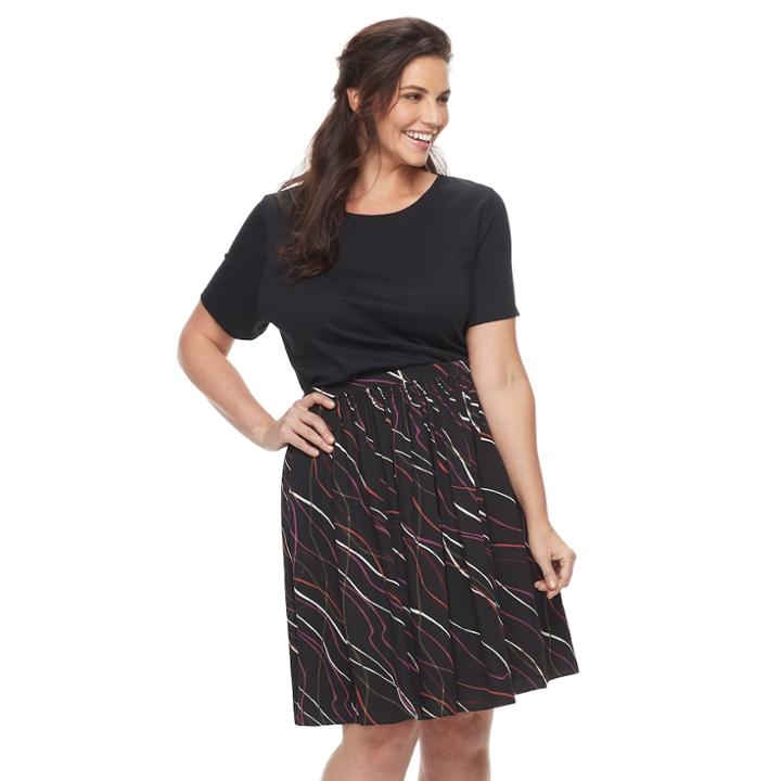 Plus Size Apt. 9&reg; Fit & Flare Flounce Skirt, Women's, Size: 1xl, Black