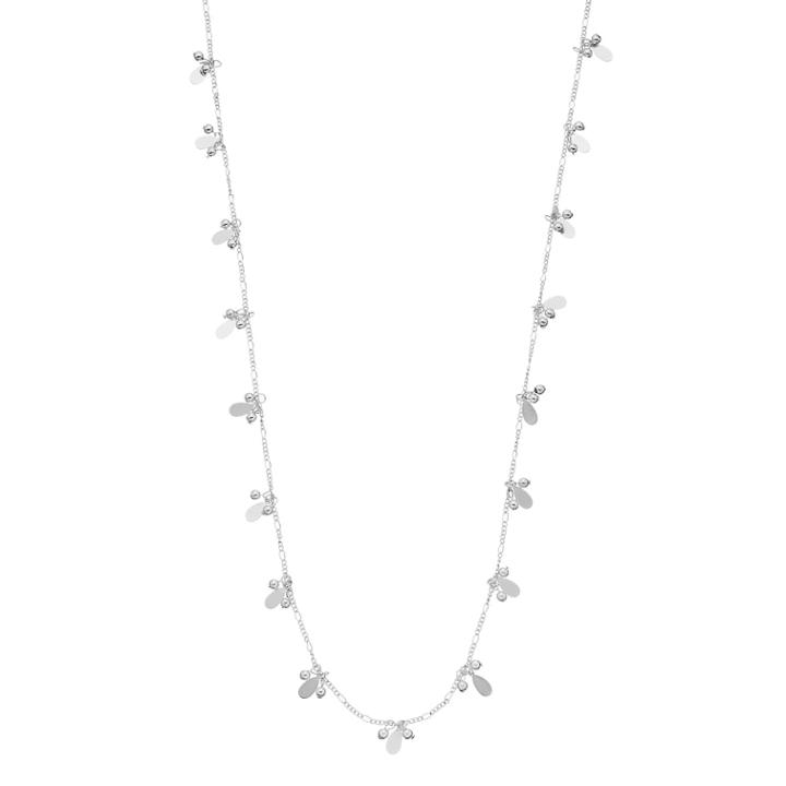 Beaded Teardrop Cluster Station Necklace, Women's, Silver