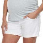 Maternity A:glow Inset Elastic Panel Cuffed Jean Shorts, Women's, Size: 10-mat, White