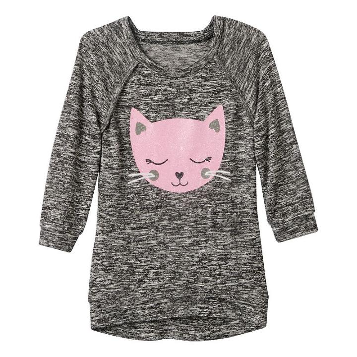 Girls 7-16 & Plus Size Miss Chievous Hatchi Raglan Glitter Graphic Top, Girl's, Size: Medium, Oxford