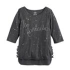 Girls 7-16 So&reg; Lace-up Side Graphic Tunic, Size: 16, Dark Grey