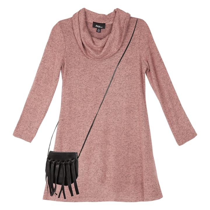 Girls 7-16 Iz Amy Byer Long Sleeve A-line Dress With Purse, Size: Large, Med Pink