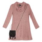 Girls 7-16 Iz Amy Byer Long Sleeve A-line Dress With Purse, Size: Large, Med Pink