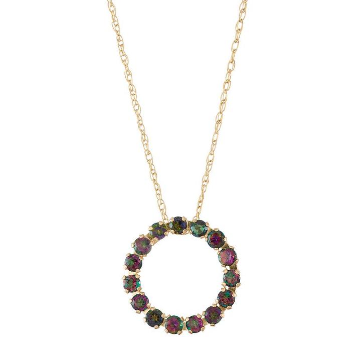 10k Gold Mystic Fire Topaz Circle Pendant, Women's, Size: 18, Multicolor