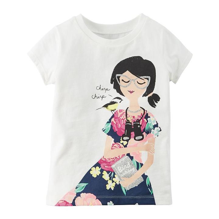 Girls 4-8 Carter's Girly Graphic Short Sleeve Tee, Size: 7, White Oth