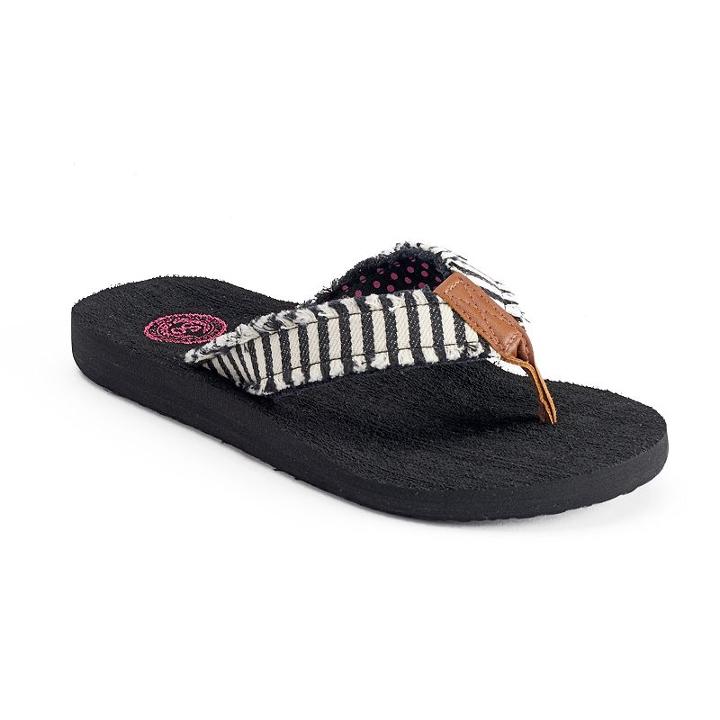 So&reg; Women's Striped Raw-edge Thong Sandals, Size: Large, Black