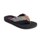 So&reg; Women's Striped Raw-edge Thong Sandals, Size: Large, Black