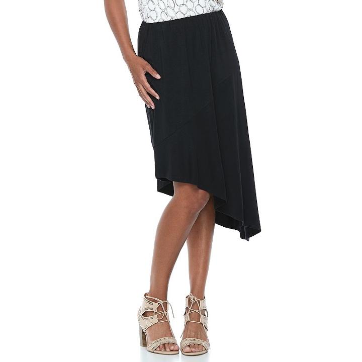 Women's Apt. 9&reg; Asymmetrical Mix-print Skirt, Size: Xs, Black
