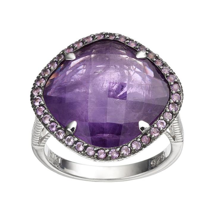 Siri Usa By Tjm Sterling Silver Amethyst Halo Ring, Women's, Size: 8, Purple