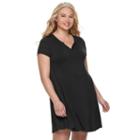 Juniors' Plus Size So&reg; Henley Swing Dress, Teens, Size: 3xl, Black