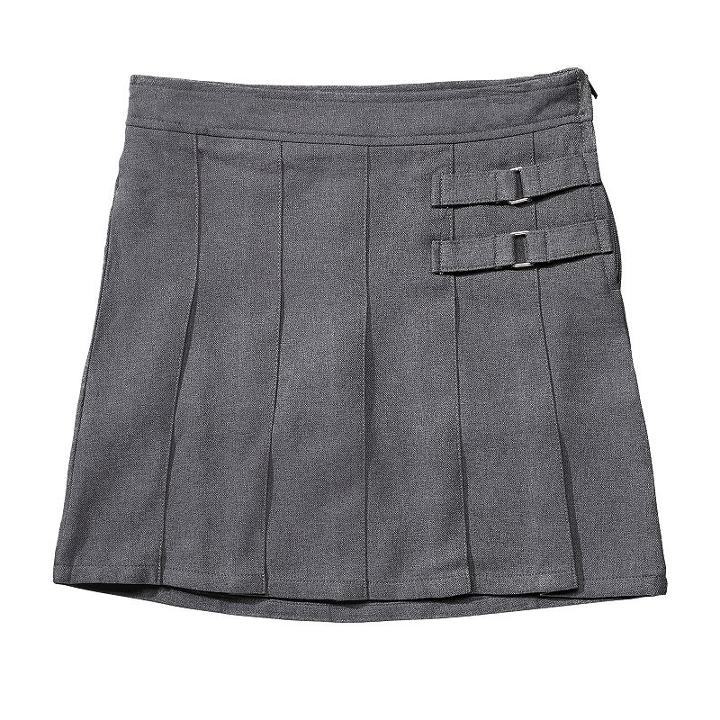 Girls 4-20 & Plus Size French Toast School Uniform 2-buckle Solid Skort, Girl's, Size: 16, Light Grey