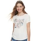 Juniors' About A Girl Sketchy Map State Tee, Size: Medium, White