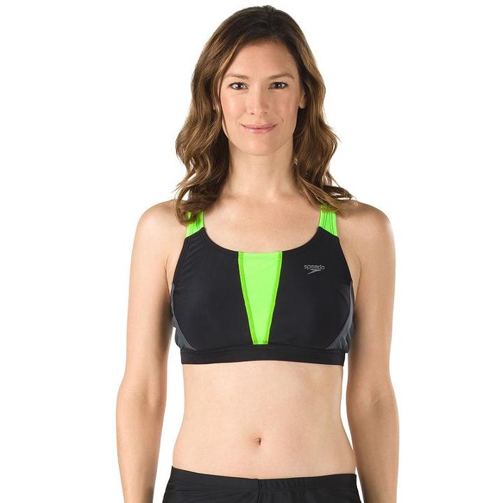 Women's Speedo Crossback Bikini Top, Size: 14, Black