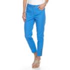 Women's Caribbean Joe Slim Button Hem Jeans, Size: 16, Blue