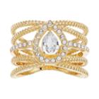 Brilliance Gold Tone Rope Band Swarovski Crystal Ring, Women's, Size: 8, White