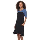 Women's Nina Leonard Colorblocked Trapeze Dress, Size: Large, Turquoise/blue (turq/aqua)