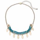 Blue Beaded Marquise Charm Choker Necklace, Women's