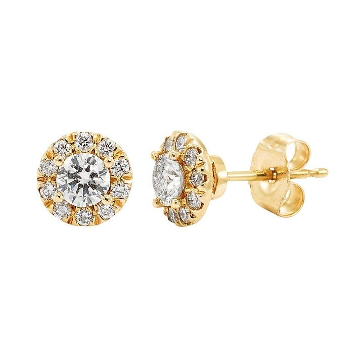 1/2 Carat T.w. Igi Certified Diamond 14k Gold Halo Stud Earrings, Women's, White