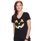 Juniors' Jack-o'-lantern Graphic Halloween Tee, Teens, Size: Small, Black