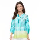 Women's Caribbean Joe Tie-dye Splitneck Top, Size: Xl, Turquoise/blue (turq/aqua)