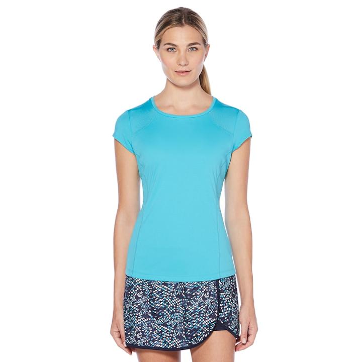 Women's Grand Slam Cap Sleeve Tennis Tee, Size: Xl, Turquoise/blue (turq/aqua)