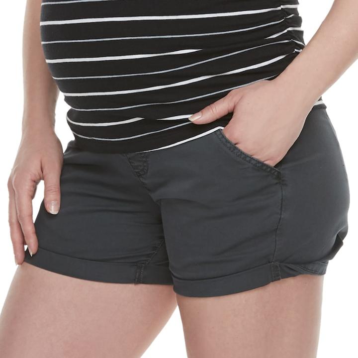 Maternity A:glow Full Belly Panel Chino Shorts, Women's, Size: 4-mat, Grey (charcoal)