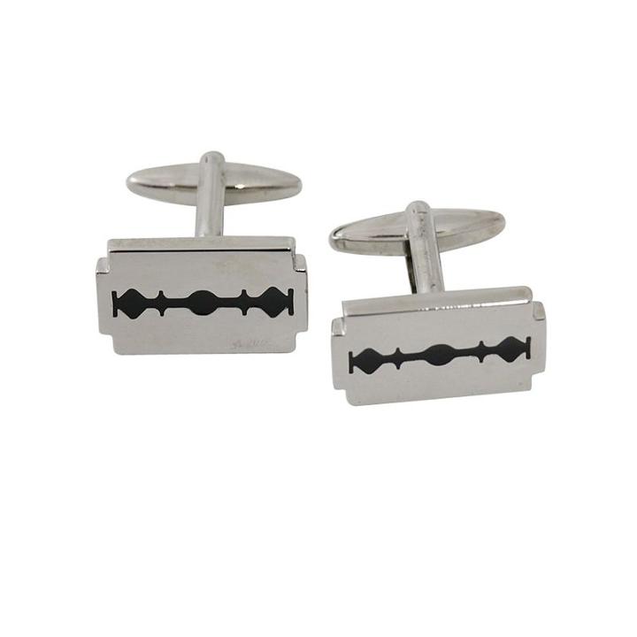 Rhodium-plated Razor Cuff Links, Men's, Silver