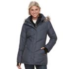 Women's Free Country Hooded Faux-fur Trim Down Jacket, Size: Medium, Grey