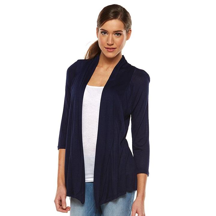 Women's Ab Studio Open-front Cardigan, Size: Regular, Blue (navy)