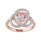 Sterling Silver Morganite & 1/10 Carat T.w. Diamond Swirl Ring, Women's, Size: 9, Pink