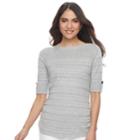 Women's Apt. 9&reg; Ruched Ribbed Crewneck Sweater, Size: Small, Med Grey