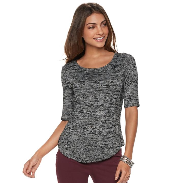 Petite Apt. 9&reg; Elbow Sleeve Tee, Women's, Size: L Petite, Brt Purple