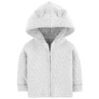 Baby Boy Oshkosh B'gosh&reg; Quilted 3-d Ears Zip Hoodie, Size: 12-18 Month, Grey (heather)