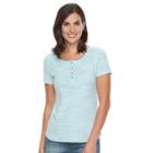 Women's Croft & Barrow&reg; Henley Tee, Size: Xxl, Turquoise/blue (turq/aqua)