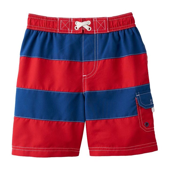 Baby Boy Wippette Striped Swim Shorts, Size: 24 Months, Red
